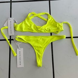 White fox boutique neon yellow bikini set